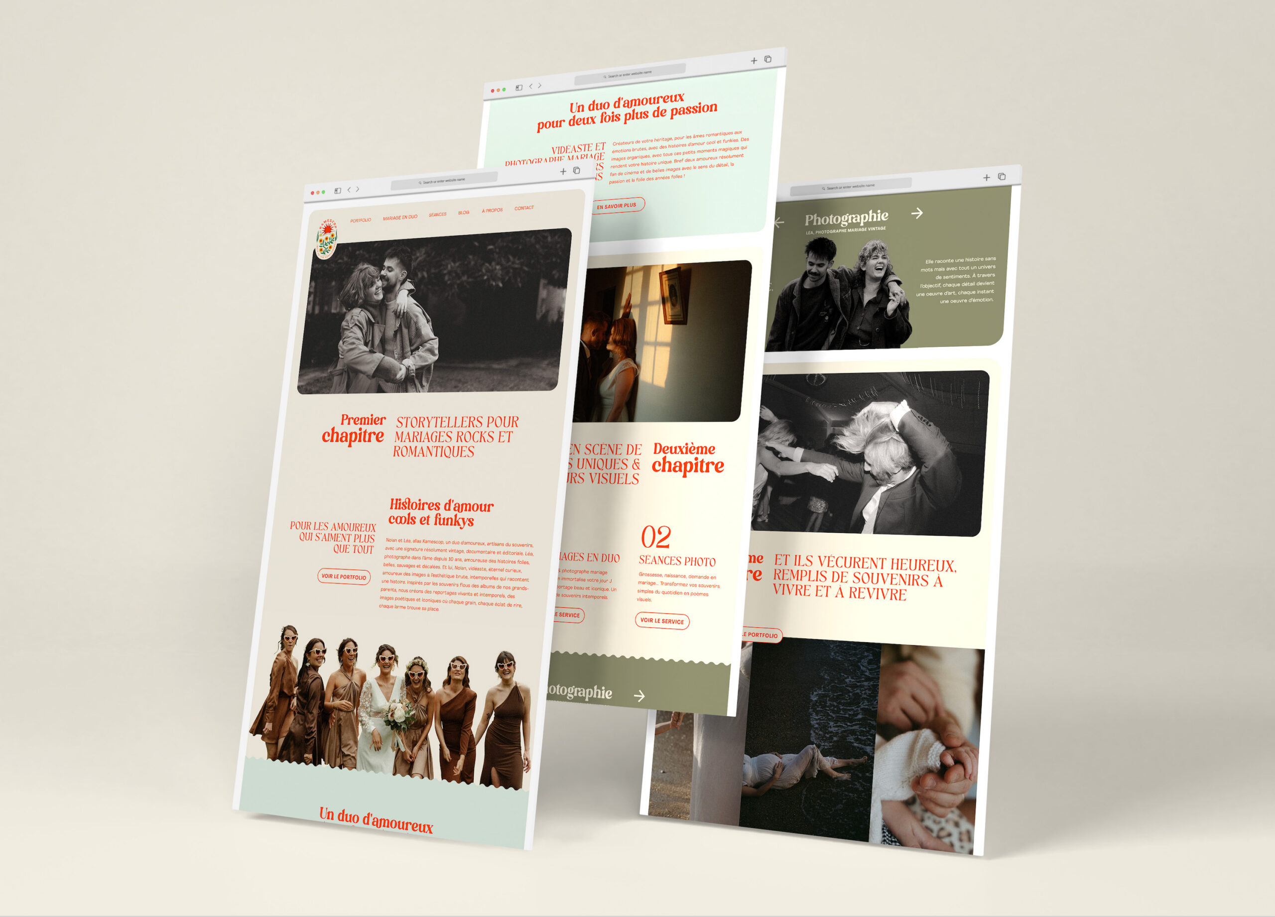 Site internet Showit professionnel réalisé par le Studio pour Kamescop, photographe et vidéaste.