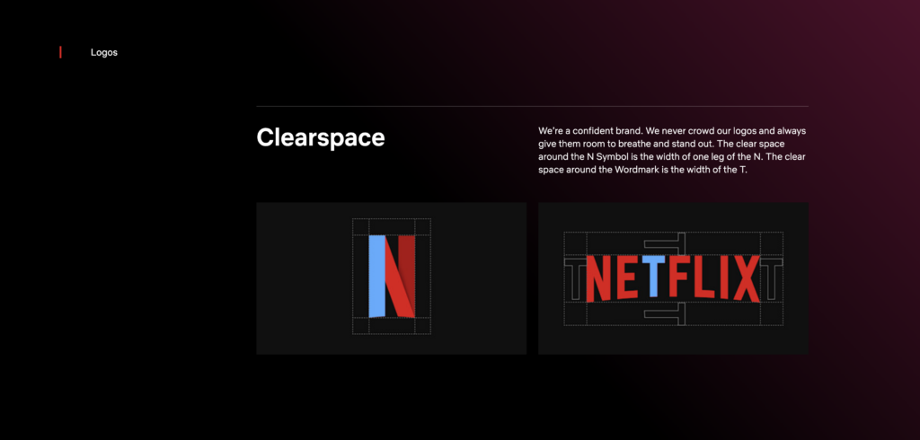 Espaces de respiration autour du logo Netflix.