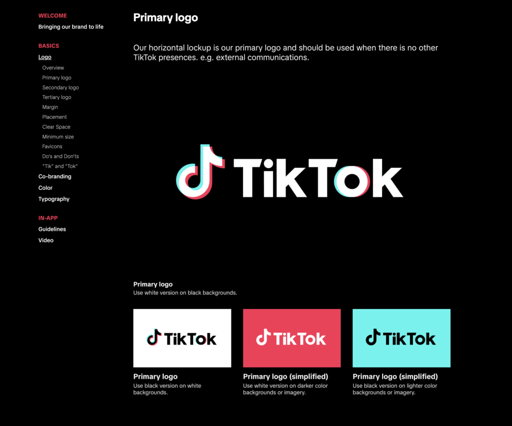 Déclinaisons couleurs du logo principal de tik tok.